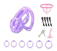 Chastity Cage Penis Bondage Devices Lightweight for Men Sex Toys Cross Dressing Fetish Restraint SM Inverted Invisible Use with 6 Cock Rings,Elasticity Belt Urethral Sound Catheter Plug(ZZ,L)