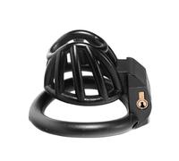 Chastity Cage Set with 4 Active Sizes Rings 3D Small Lightweight Chastity Device Cock Cage for Men Hollow Ventilation Penis Lock Adult Sex Toys SM Bondage for Man Couple (Black,M-28.5mm)