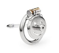 Chastity Cage Urethral Catheter Cock Ring Penis Lock Male Chastity Device BDSM Fetish Sex Toys for Men Delay Ejaculation Metal Flat 50Mm