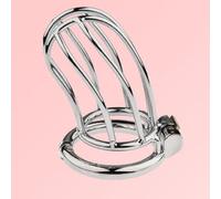 Chastity Device Chastity Cage with Invisible Lock Chastity Cage Snap Ring with Opening and Closing Design Penis Cage Sex Metal Chastity Cage Hollow Cage for Male 50mm