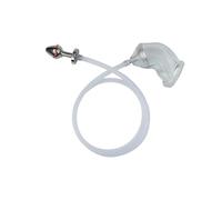 Chastity Device Metal Hollow Anal Plug Silicone Urinal Mouth Plug SM Urine Inflow Cock Cage Slavery Sex Toy(Style 1 Transparent)