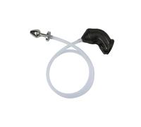 Chastity Device Metal Hollow Anal Plug Silicone Urinal Mouth Plug SM Urine Inflow Cock Cage Slavery Sex Toy(Style 1 Black)
