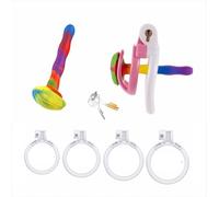 Chastity Lock Chastity Cage Penis Bondage Devices Lightweight for Men with 4 Cock Rings Inverted Invisible Beginners to Prevent Erection for Male