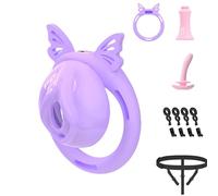 Chastity Lock Male Cock Cage - ABS Sissy Chastity Devices with Invisible Lock & 4 Silicone Adjustable Cock Ring, Penis Abstinence Elasticity Belt Comfortable Penis Cage Bondage Gear Sex Toys