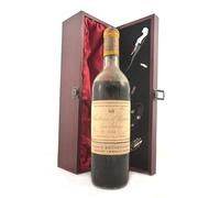 Chateau d' Yquem 1958 Sauternes (Dessert wine) in a silk lined wooden box with four wine accessories, 1 x 750ml