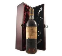 Chateau d' Yquem 1966 Sauternes (Dessert wine) in a silk lined wooden box with four wine accessories, 1 x 750ml