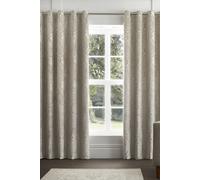 'Chateau' Damask Patterned Pair of Eyelet Curtains Curtina Natural 168cm width x 183cm drop