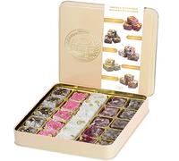 Chateau de Mediterranean Double Roasted Pistachio Turkish Delight - 500 g | Approx 26 Pieces | Luxurious selection of Strawberry, Pomegranate, Coconut & Pasha | Gourmet Lokum Dessert | Gift Box Tin