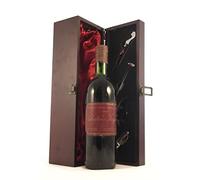 Chateau Fayau 1967 Bordeaux Superieur vintage wine in a silk lined wooden box with four wine accessories, 1 x 750ml