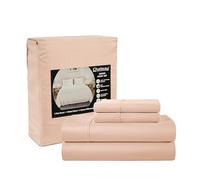 CHATEAU HOME COLLECTION 100% Egyptian Cotton Full Sheet Set, 400 Thread Count Deep Pocket Sheet Set Fits Upto 17", Soft Sateen Weave Naturally Cooling Full Sheets- Blush