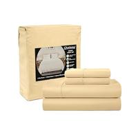 CHATEAU HOME COLLECTION 400 Thread Count Cal King Bed Sheets, 100% Egyptian Cotton Sheet & Pillowcase Sets, Soft Sateen Weave Naturally Cooling Sheets Deep Pockets Fits Upto 17"- Semolina