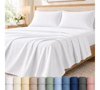 CHATEAU HOME COLLECTION Egyptian Cotton Sheets Queen Size Bed Set, 400 Thread Count Queen Sheet Set, Luxury Sateen Weave Bed Sheets with 15" Deep Pocket, Soft & Naturally Cooling White Bedding