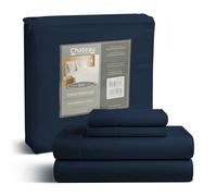 CHATEAU HOME COLLECTION King Size Sheets - Dark Denim, 800 Thread Count 100% Egyptian Cotton, 4 Piece Set (1 Flat Sheet, 1 Fitted Sheet, 2 King Pillowcases)