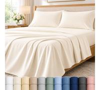 CHATEAU HOME COLLECTION Queen Egyptian Cotton Sheet Set, 400 Thread Count Sateen Sheets, Soft & Breathable, 15 Inch Deep Pocket Fit, 4 Piece Bedding Set, Ivory