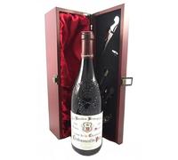 Chateauneuf du Pape les Hautes Brusquieres Cuvee Speciale 2007 Domaine de la Charbonniere (Red wine) vintage wine in a silk lined wooden box with four wine accessories, 1 x 750ml