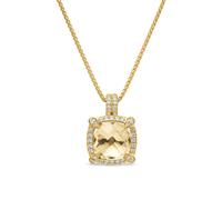 Chatelaine® Pavé Bezel Pendant Necklace In 18ct Yellow Gold With Champagne Citrine And Diamonds, 9mm