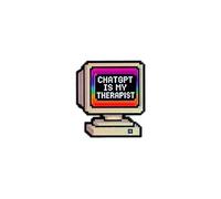 ChatGPT Is My Therapist Retro Computer Enamel Pin, Funny Tech Humor Pin Brooch, Computer AI Joke Lapel Badges, Funny Internet Meme Brooch, Digital Humor Gift For Programmers Friend Coworker Tech Lover