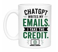 ChatGPT Writes My Emails I Take The Credit Funny AI Office Worker Coffee Mug Tech Geek Humour Novelty Gift Mug