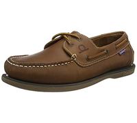 Chatham Mens Whitstable Leather Lace Up Boat Shoes in Brown, Size 8 | Charlies