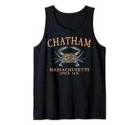 Chatham Massachusetts Crab Town Since 1656 Orange Letters Tank Top