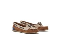 Chatham Payar Women's Premium Leather Deck Shoes, Tan/Sand/Navy, 9