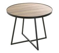 chatham round metal end table in black and oak