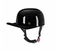 Chatonshen Baseball Cap Helmet Half Helmet Biker Helmet Profile Shell With Brim Adjustable Chin Strap DOT Certified suitable for commuting everyday rides, Gloss Black, M