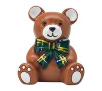 Chatonshen Cake Candle Holder Bear Candlestick Figurine Ornament Mini Topper Resin Whimsical Bow Tie Decor Suitable for Gift Giving Holiday Family Gathering
