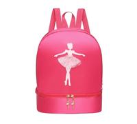 Chatonshen Children Ballet Pack Backpack Dance Bag Ballet Bag Student Pack Heavy Duty Oxford Cloth Pattern Suitable for Ballet Classes School Gymnastics Latin Use, Rose Red, Standard