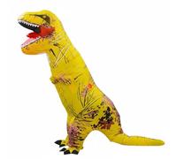 Chatonshen Kids Inflatable Suit Dinosaur Costume Full Body Outfit Built In Fan Shape Bold Dinosaur Presence Memorable Photos Suitable for Parties Stage Shows, Yellow, Adult 150-190CM