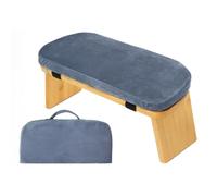 Chatonshen Meditation Seat Kneeling Bench Stool Chair Cushion With Bamboo Build And Soft Textile Pad For Upright Posture Mindful Breathing Prayer Stretching, Light Blue With Bag, 28