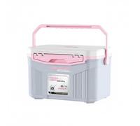 Chatonshen Outdoor Fishing Case Portable Box Tackle Storage Chiller With Insulation And Rugged PP Construction Keeps Items Cold Up To 40 Hours Suitable for camping beach trips, Gray Pink