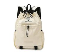 Chatonshen Outdoor Rucksack Sports Backpack Drawstring Closure Oxford Cloth Carry Bag With Front Zipper Pocket And Adjustable Straps For Gym Travel Suitable For Students, Beige