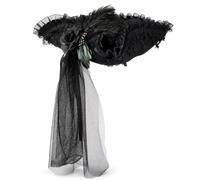Chatonshen Pirate Hat Tricorn Hat Costume Hat Gothic Hat With Lace Soft Felt With Ruffled Trim Mesh Accents And Feather Embellishment With Drape Suitable for