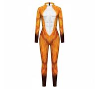 Chatonshen Printed Jumpsuit Tiger Print Catsuit Bodysuit Cosplay Romper One Piece Polyester Spandex Allover Print Costume Outfit Suitable for Halloween themed, Fox Print, XL
