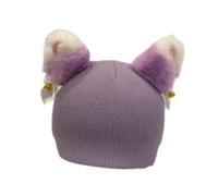 Chatonshen Ski Helmet Cover with Animal Ears, Knitted Headwear Decoration, Elastic, Breathable, Protects Against The Cold, for Skiing, Snowboarding, And Skatepar, Purple