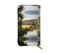 Chatsworth Estate Pattern Leather Clutch (7.5x4.1 inches) - Coin Card Key Wallet