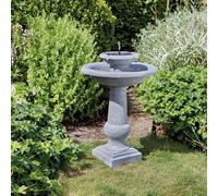 Chatsworth Solar Powered Bird Bath Fountain - Stone Effect Resin Outdoor Garden Cascading Water Feature Decoration for Patio, Decking, Lawn, Yard - Measures H78 x W53 x D53cm