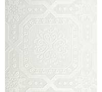 Chatsworth White Wallpaper - Floral Panel Design Classic Traditional - Textured Paintable Blown Vinyl Feature Wall