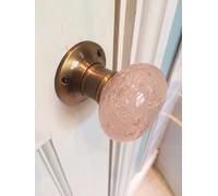 Chattels Beautiful Pair of Large Contemporary/Retro Round Pink Smooth Bubble Glass Antique Bronze Brass Mortice Door Knobs/Handles BDK-P-AB