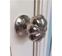 Chattels Stunning Pair of Large Mortice Flower Door Knobs in Shiny Nickel Solid Brass Handles KLN-N