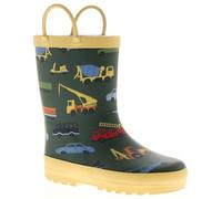 Chatterbox Wynsors Fun 3D Kids Wellies - Waterproof, Warm & Comfortable Rubber Boots with Handles, Removable Insock & Non-Slip Tread for Toddler & Junior Boys Girls Green 6 Child UK