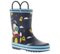 Chatterbox Wynsors Fun 3D Kids Wellies - Waterproof, Warm & Comfortable Rubber Boots with Handles, Removable Insock & Non-Slip Tread for Toddler & Junior Boys Girls Navy 12 Child UK