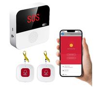 Chatthen Personal Alarm, Wireless Portable Caregiver Pager Alarm System, Personal Alarms for Elderly, 1 Receiver & 2 Call Button, Compatible with Tuya/Smart Life APP (Only Supports Wi-Fi 2.4GHz)