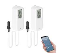 Chatthen Room Thermometer, Smart Humidity Meter App Monitor, Free Data Export Fahrenheit/Celsius, Wifi Baby Room Thermometer for Indoor Outdoor Greenhouse, Fish Tank, Fridge, White 2 Pack with Screen