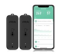 Chatthen WiFi Room Thermometer, Humidity Meter with Smart Alert, Data Storage and Calibration, Smart Thermometer for Bedroom, Baby Room, Warehouse, Cellar, Greenhouse, Black 2 Pack