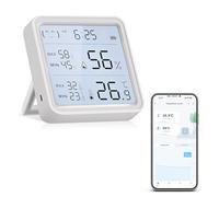 Chatthen WiFi Room Thermometer Hygrometer, Tuya Digital Indoor Temperature Humidity Sensor with Smart App and Data Recording, for Baby Rooms, Greenhouses accessories, Garage, Office（8CM*8CM）