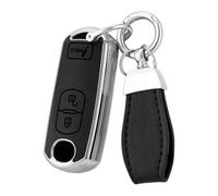 CHATYYD Soft Leather Key Fob Cover for Mazda 3, CX3, CX5，Black