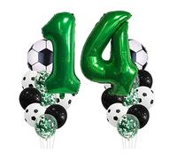 Chaungfu Soccer Birthday Party Decorations for Kids Boys Girls Ball Themed 14 Year Children's Decoration Number Balloon, foil Green Balloon Celebration