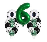 Chaungfu Soccer Birthday Party Decorations for Kids Boys Girls Ball Themed 6 Year Children Decoration Number Balloon, foil Green Balloon Celebration